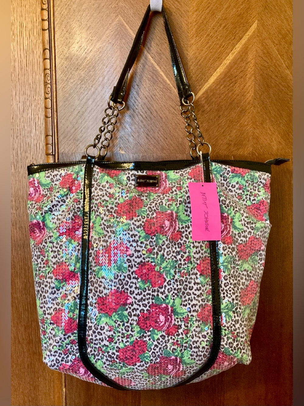 NWT - Betsy Johnson Cheetah Blossom Tote Bag